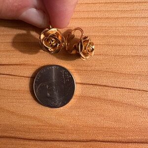 Gold Rose Clip-On Earrings